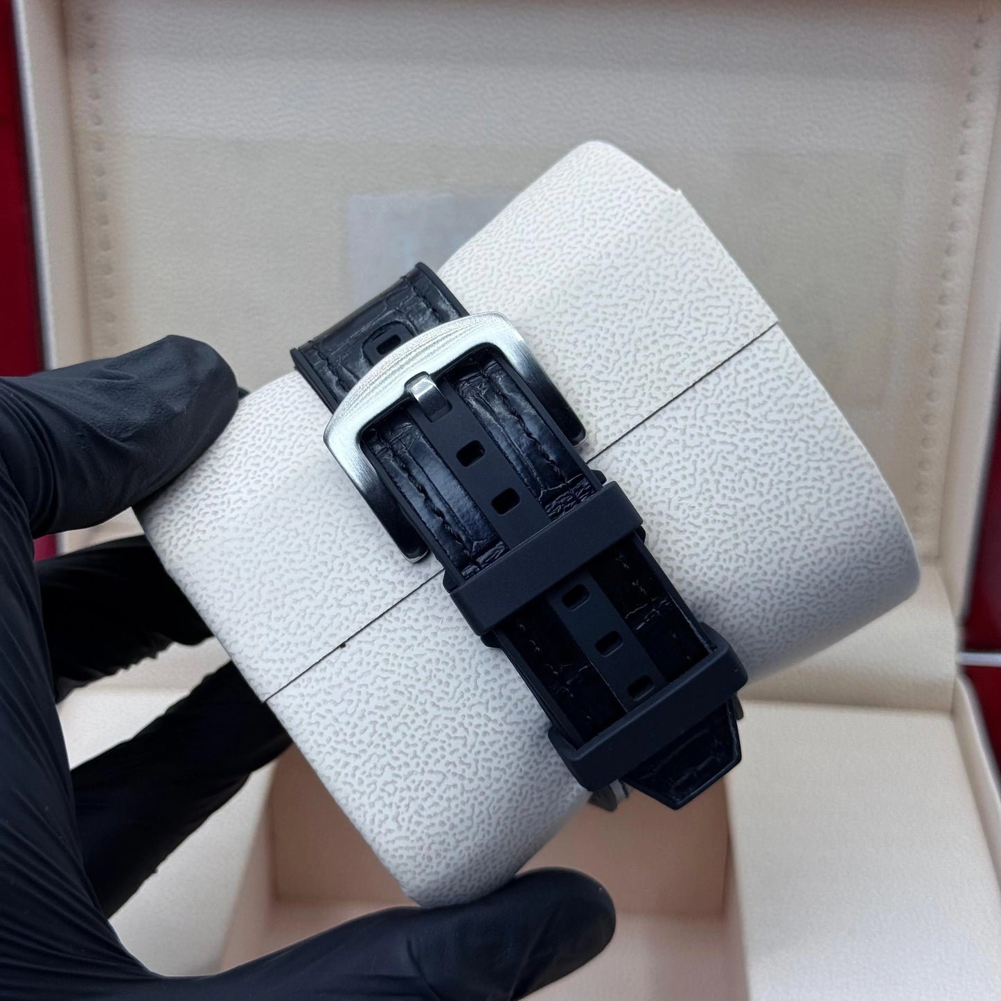 FM Black Strap With White Diamond Watch